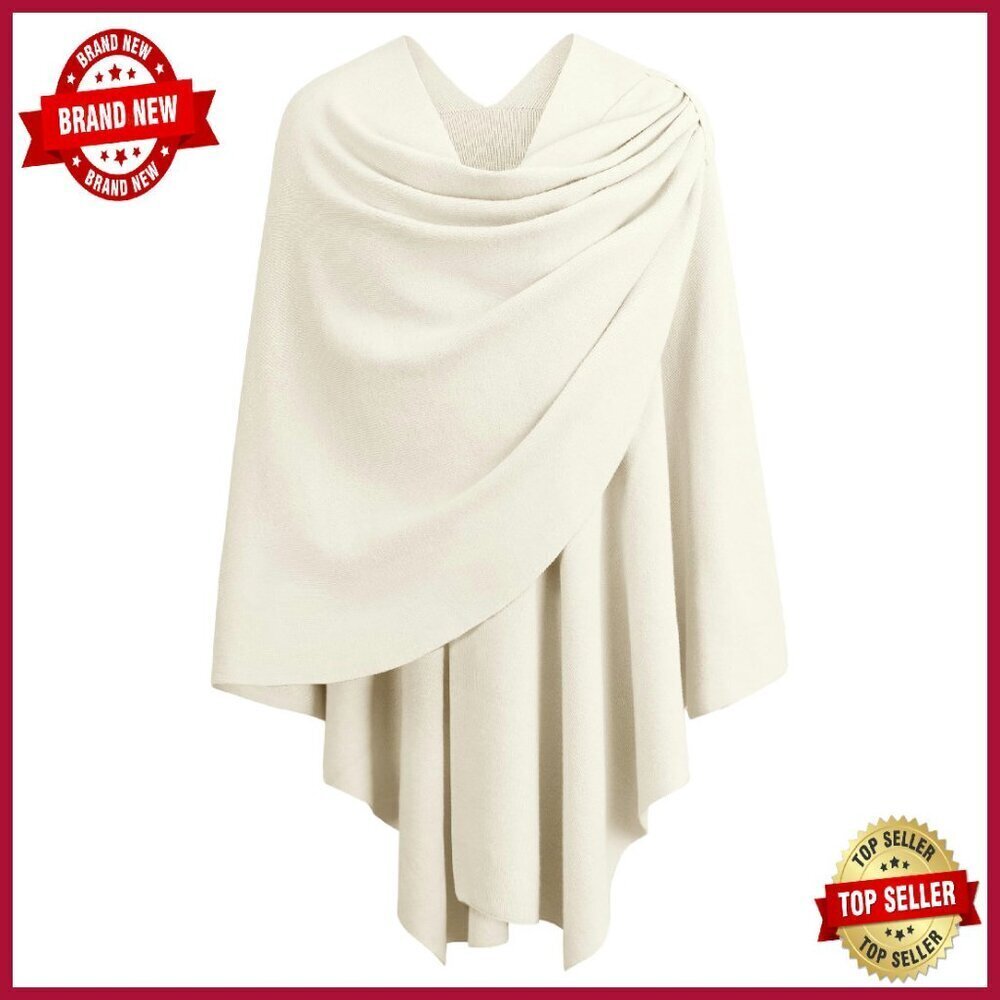 Large Cross Front Poncho Sweater Wrap Knitted Shawl Cape Fall Winter